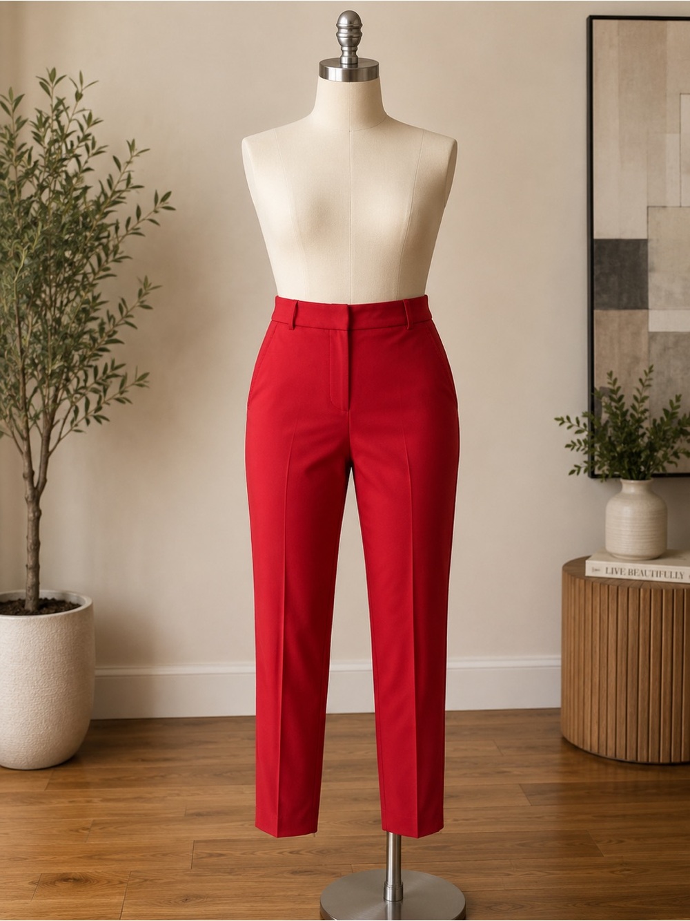 MARELLA Red Straight-Leg Cigarette Tailored Trousers - Make Offer!